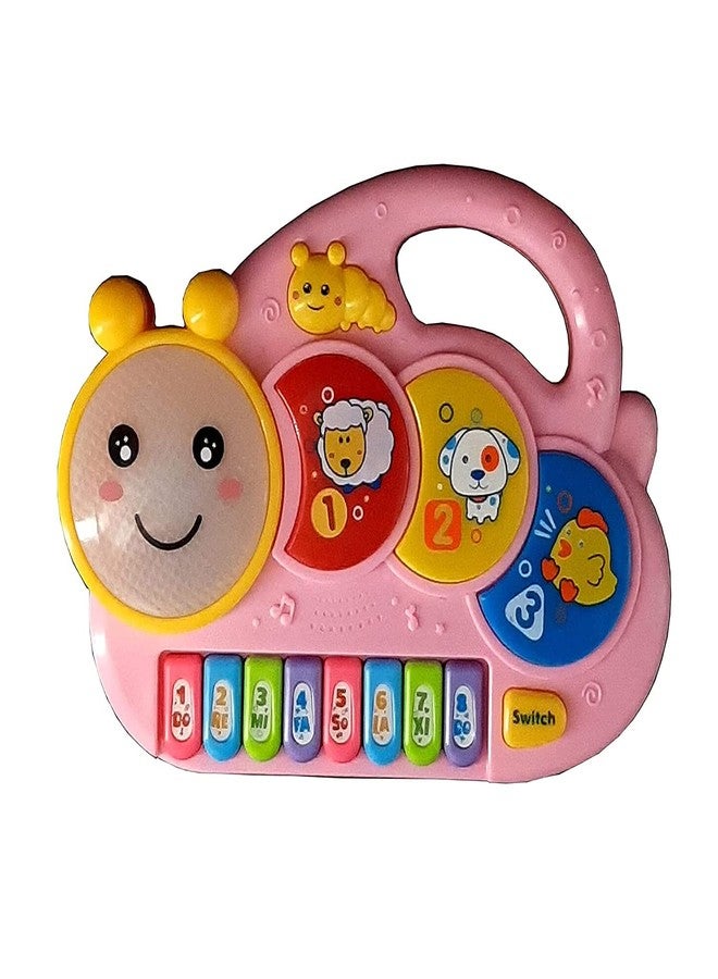 VGRASSP Musical Happy Caterpillar Piano Toy for Kids with Flashing Lights - Portable Keyboard Instrument for Boys and Girls (Pink) - Image 1